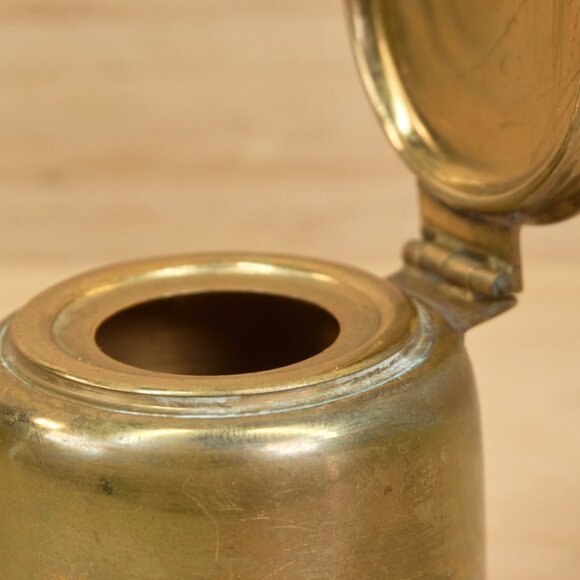 Vintage 30s Art Deco Brass Inkwell with Figural Pig / Rare - Picture 8 of 11